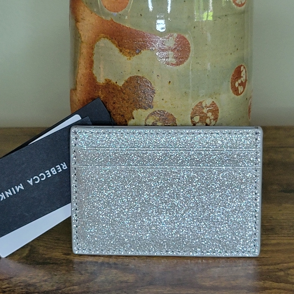 SALE 50% OFF ALREADY MARKED Rebecca Minkoff Sparkling Silver Card Holder - Picture 2 of 3